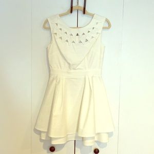 White, Midi, Backless Dress